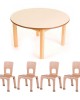 Birch Round Table + 4 Bentwood Chairs