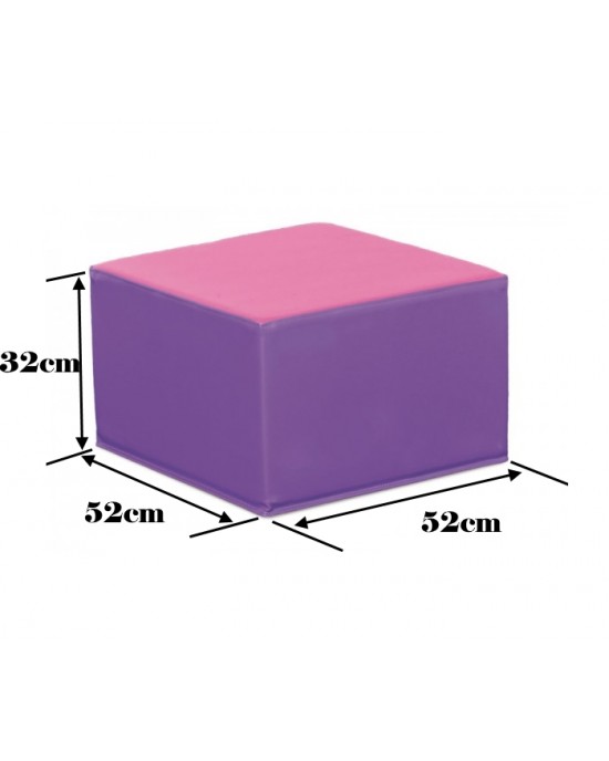 TWO TONE VIOLET AND PINK SQUARE POOF - 32 CM