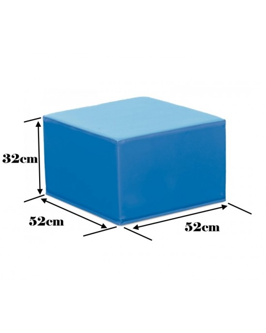 TWO TONE BLUE SQUARE POOF - 32 CM
