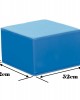 TWO TONE BLUE SQUARE POOF - 32 CM