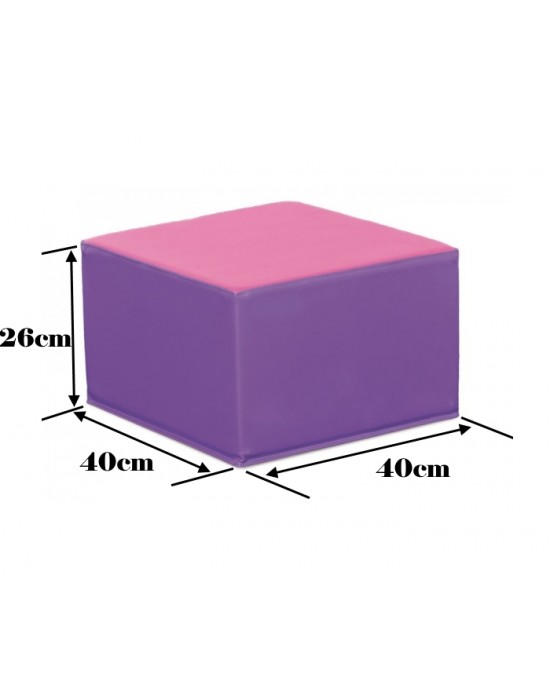 TWO TONE VIOLET AND PINK SQUARE POOF - 26 CM