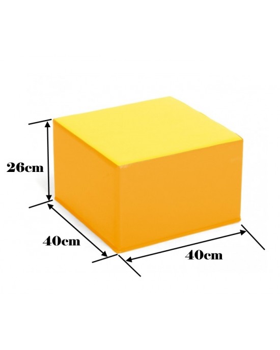 TWO TONE YELLOW SQUARE POOF - 26 CM