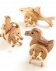Wooden Wheeled Animal Push Along Toys 3pk