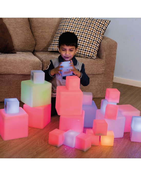 Sensory ICT Glow Construction Blocks Cubes 12pk