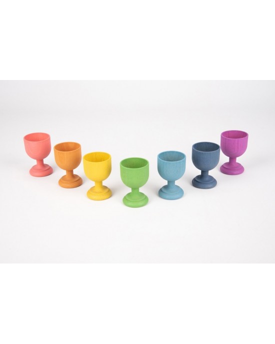 Rainbow Wooden Egg Cups - Pk7