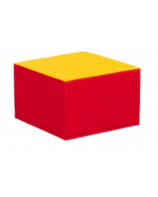 RED AND YELLOW SQUARE POOF - 26 CM
